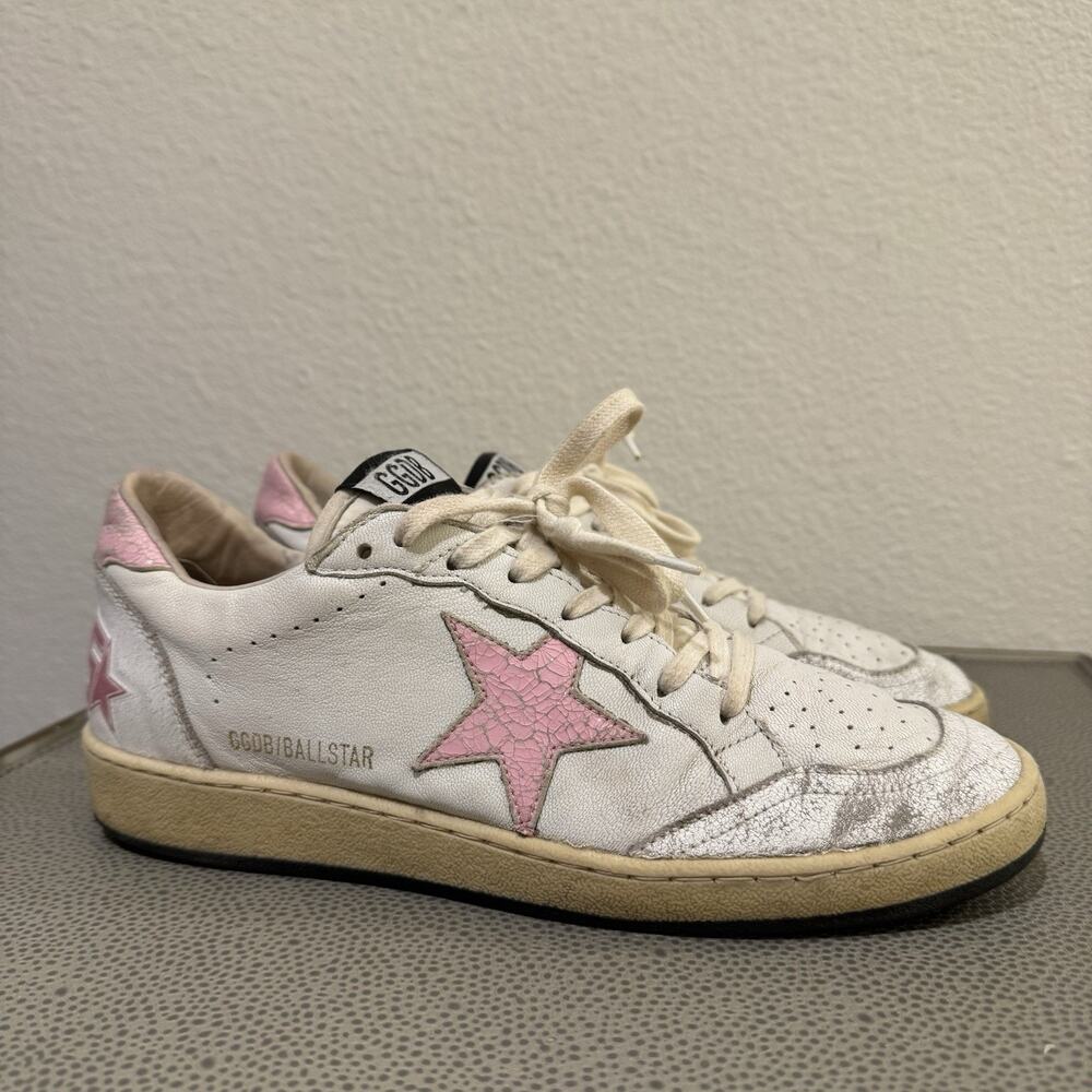 Golden Goose White / Pink Leather Ball Star Sneakers Size 39